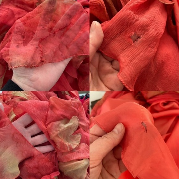 Vintage 90s Y2K 100% Silk Beaded Dress Vintage Silk Dress Prom Fairy Watercolor - Picture 10 of 16